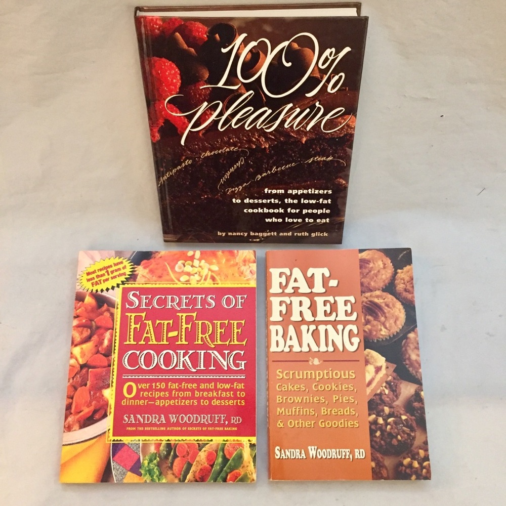 Cookbook Set (3) Fat Free Cooking Baking Healthy Low Fat